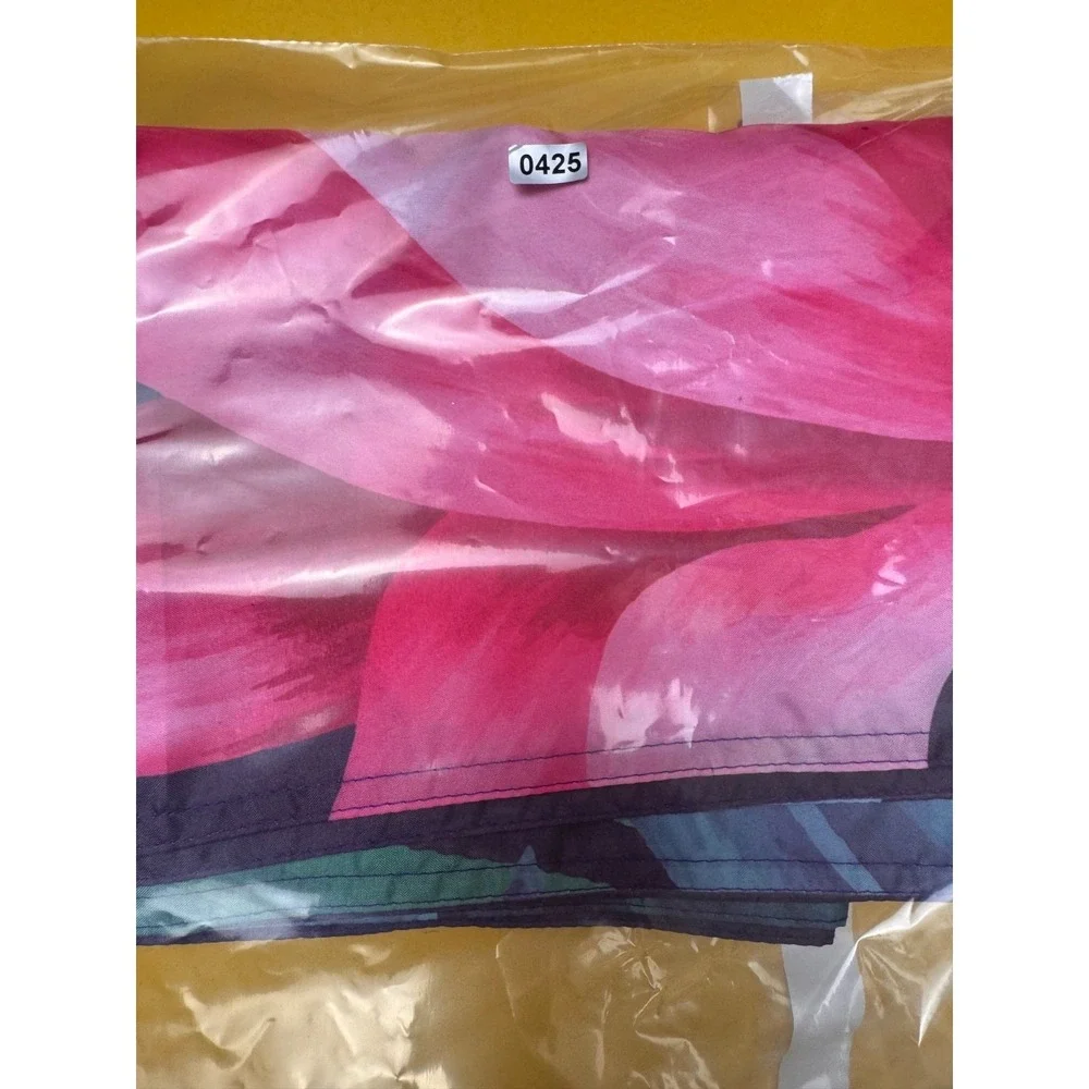 Tropical Floral Rectangle Tablecloth 60x82 Black Pink Green Unlined Summer